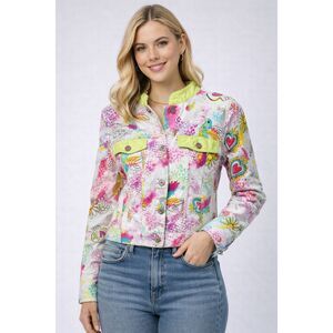 ¡AyGüey! Retro Floral Denim Jacket Small Colorful Statement Piece Adult M Rare